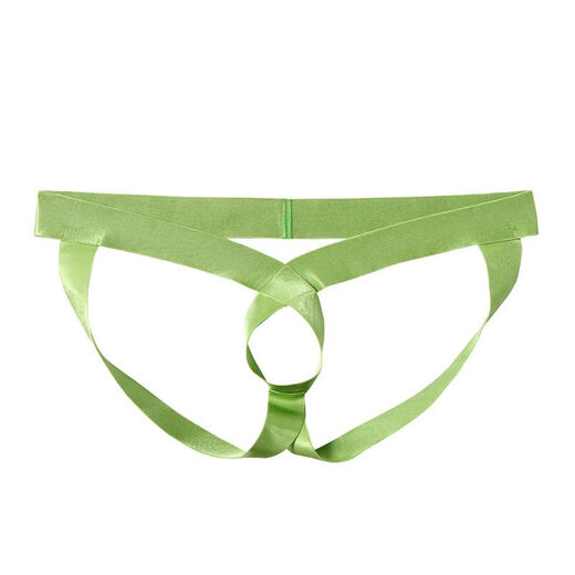 Men's nylon thread hollow ring hip-lifting double thongs with letters, trendy men's low-waist fashion elastic thongs, white letter belt, one size fits all