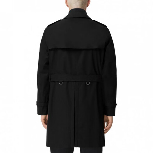 BURBERRY New Year's Gift Burberry Chelsea Solid Color Plaid Trench Coat Men's Black Black One Size 44