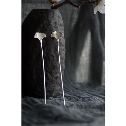 KZD999 apricot leaf sterling silver hairpin hair accessories classical Hanfu accessories retro ethnic style women's hairpin apricot leaf hairpin