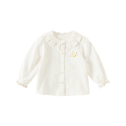 David Bella Aulet sells children's white shirt autumn clothing for girls pure cotton casual lace embroidered shirt top white ready stock 120 cm (recommended height 110-120cm)