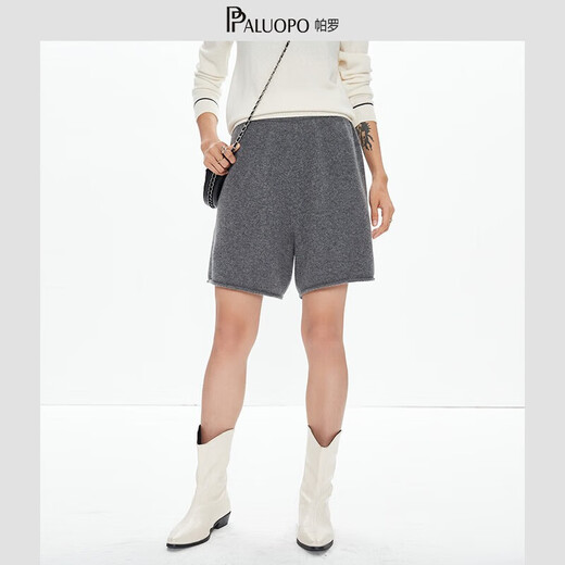 PALUOPO Cashmere Shorts Women's Casual Sports Hot Pants Cashmere Autumn and Winter New Pants Hot Pants TS003R Dark Gray XL 170