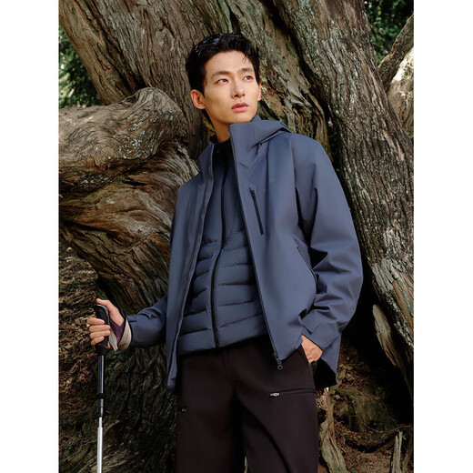 BOSIDENG goose down new outdoor foldable waterproof breathable fishing liner three-in-one assault clothes for men calcium earth brown 7C72 S 165_88A