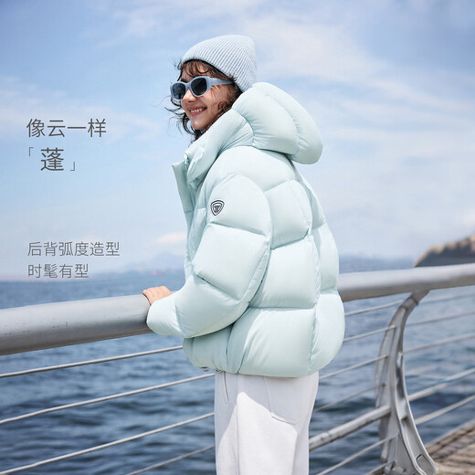 Tambor puff down jacket women's short removable hood autumn and winter warm jacket 25 years new 5530520D puff blue 165
