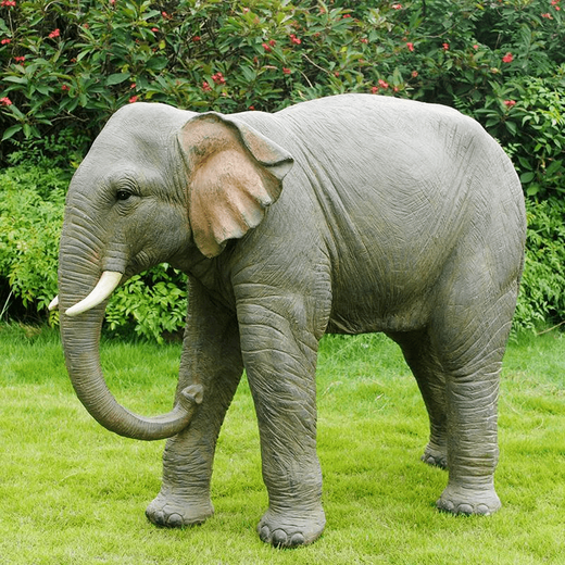 Elephant floor-standing ornaments outdoor simulation sculpture garden landscape fiberglass animal mall grass elephant nose up 90*43*63cm