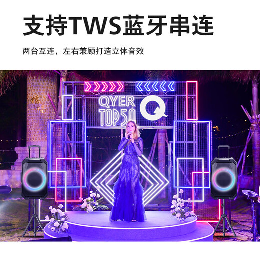 Philips outdoor stage high-power square dance audio mobile portable trolley commercial conference speaker wireless Bluetooth high volume karaoke amplification with dual microphones SD617T 10-inch bass + dual microphones