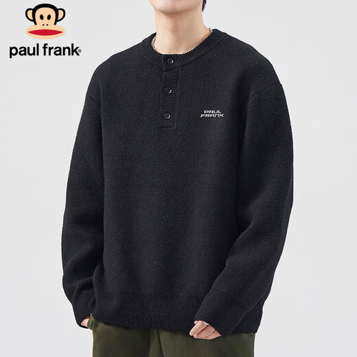 Paul Frank sweater men's winter trendy brand loose sweater men's inner layer thick warm jacket men's black L