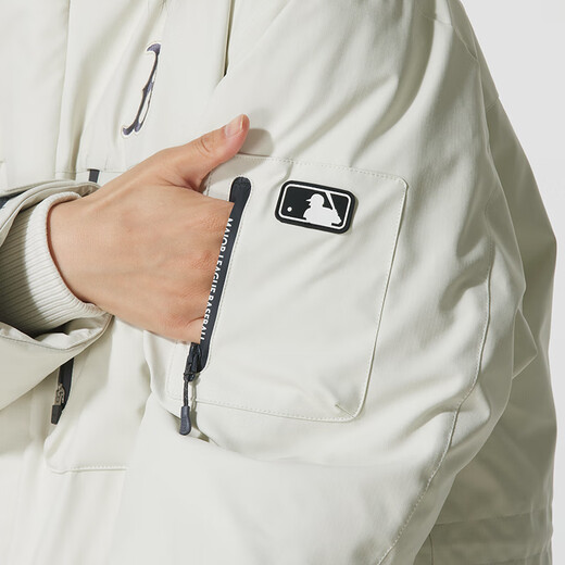 MLB official men's and women's big fur collar down jacket 26 spring new trendy warm logo jacket 3ADJB0656 Boston team/dark cream/recommended to order one size smaller XL 180/100A