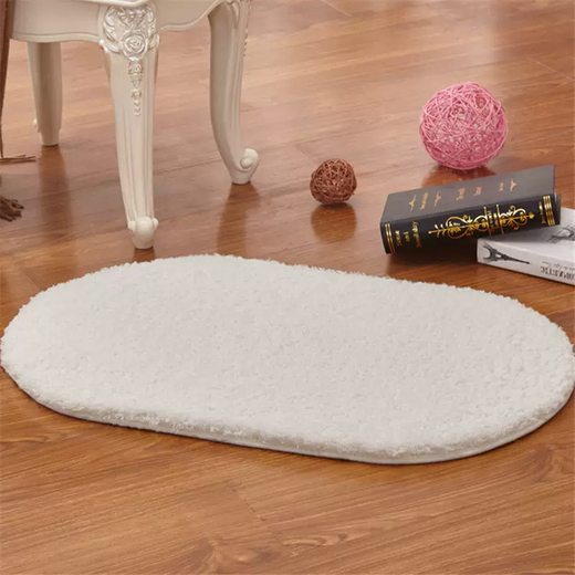 Yusenyi Foot Mats Door Mats Plush Home Floor Mats Home Bathroom Water-Absorbent Kitchen Bathroom Bedroom Carpet Anti-Slip Beige Oval 50x80cm Sheep Velvet