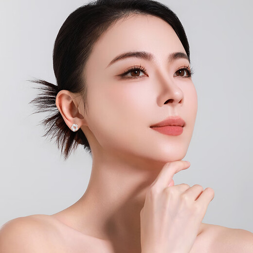 Mengjinyuan Platinum Earrings Hollow Gourd Stripe Sparkling Flower Earrings PT950 Platinum Birthday Gift for Girlfriend Weight Approximately 2.55g