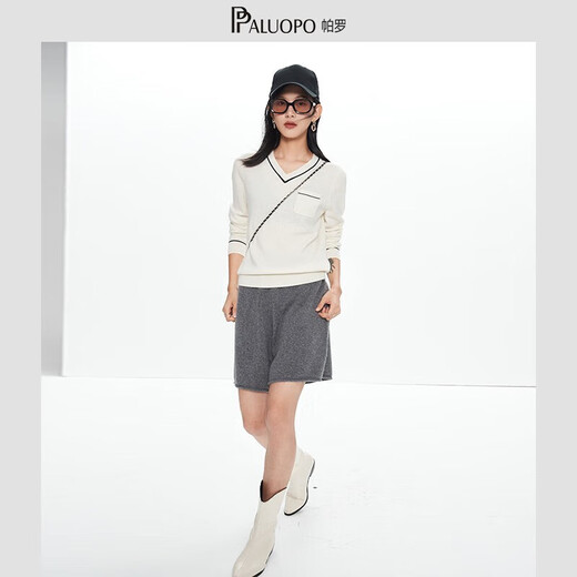 PALUOPO Cashmere Shorts Women's Casual Sports Hot Pants Cashmere Autumn and Winter New Pants Hot Pants TS003R Dark Gray XL 170