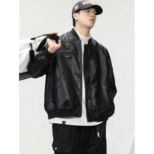 JEEP SPIRIT Jeep high-end jacket men's PU leather jacket men's spring American heavy loose retro casual leather jacket men's P04 brown jacket XL size suitable for 140-160Jin Jin equals 0.5 kg