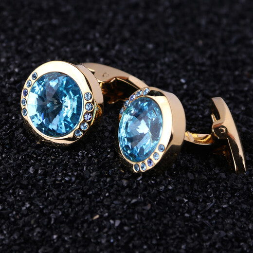 Lieshang men's French shirt cufflinks, cuff nails, cuff nails, men's cuff buttons, long-sleeved shirts, diamond-encrusted cuff buttons, women's gold sky blue cuff buttons