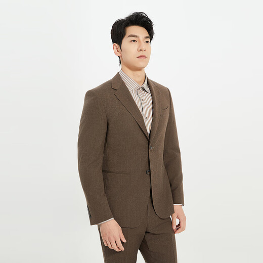 Lilang Shopping Mall Same Style Sheep Wool Suit Suit Men's Retro Fashion Two-piece Suit Autumn 2025 New Style Dark Coffee (25QXF401SA) 185A