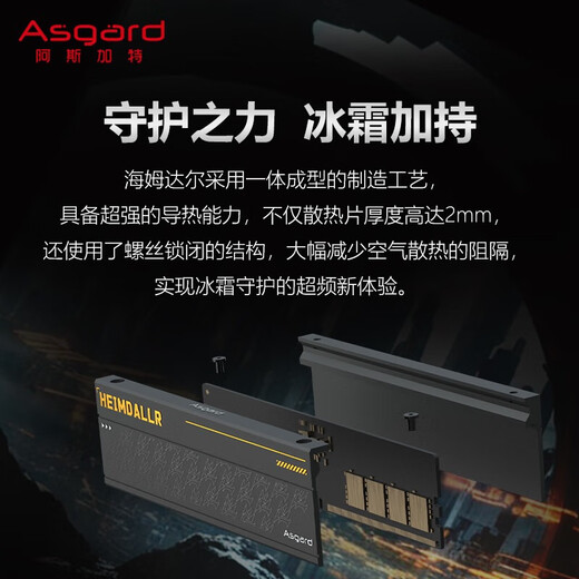 Asgard 64GB (32GBx2) DDR5 6000 desktop memory Heimdall vest strip magnesium particles CL40 black thick armor