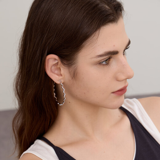 Arsis star same style Liuguang series sparkling earrings women's large hoop earrings high-end light luxury earrings as gifts for girlfriends Lingjing sparkling C-ring earrings丨large size