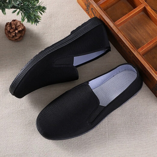 
Old Beijing cloth shoes men's shoes traditional thousand-layer sole breathable casual shoes one foot soft sole comfortable driving shoes work shoes black--all black sole cloth shoes 42