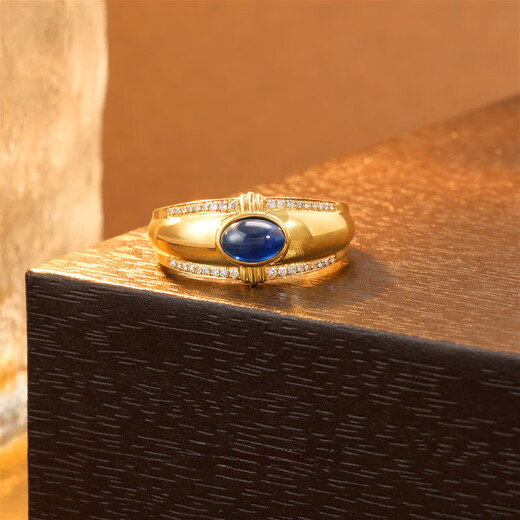 HEEKAIYI Sapphire Ring 18k Gold Diamond Ring High-end Jewelry Customized Chinese Valentine's Day Birthday Gift for Wife Customized 18K Gold Sapphire Ring 0.91 carat D0.12ct-G2.79g