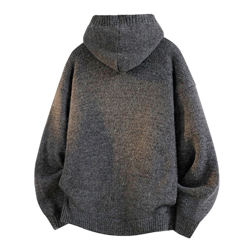 IZEXX high-end cardigan jacket men's autumn lazy style loose versatile hooded sweater sweater ZN97 dark gray 2XL