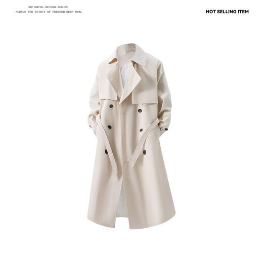 Nasawassup autumn and winter new style double-breasted belt simple windbreaker men's medium-length coat high-end business thickened cotton coat F2068 beige cotton thickened M recommended 90-115Jin Jin equals 0.5 kg
