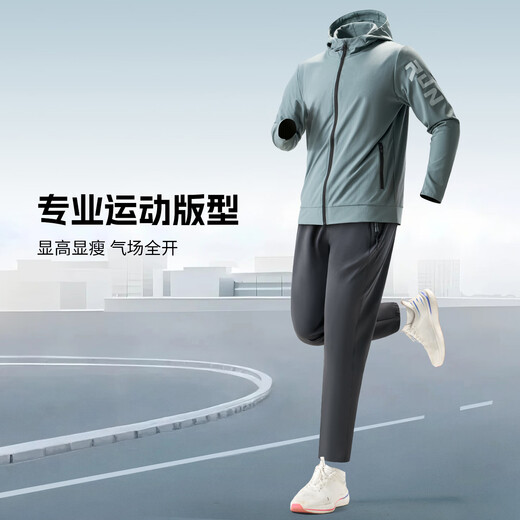 BURUITE sports suit men's spring and autumn running training clothes quick-drying clothes fitness clothes tight cycling equipment morning running equipment black sports five-piece set M recommended 100-120Jin Jin equals 0.5 kg