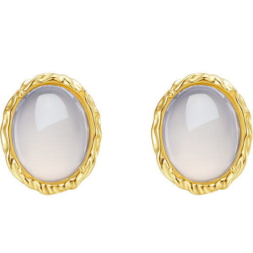 Saturday Fu S925 chalcedony earrings women's fashion retro birthday gift J0913756 pair