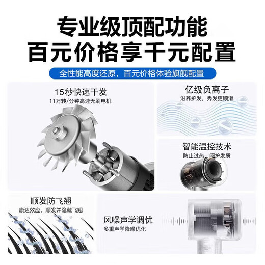 Dyson (DYSON) series of the same type of negative ion hair care high-speed leafless hair dryer is equipped with household silent negative ion high-power hair dryer that does not damage hair and strong wind. China red-single nozzle 5 billion moisturizing negative ions