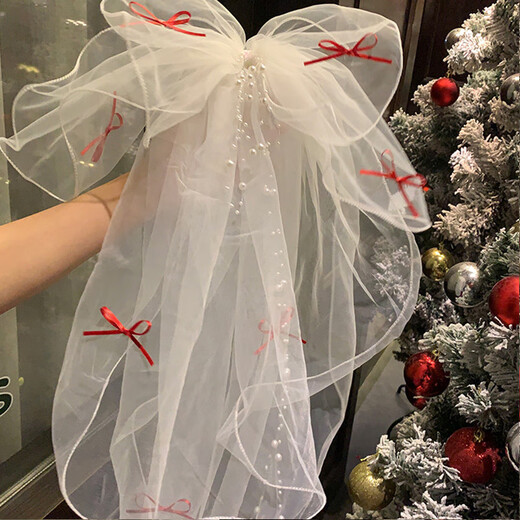 Bai Qixin's veil, proposal and certificate, bride's confession, photography, bow, photo props, adult ceremony, graduation season, red bow, pearl veil, hair comb