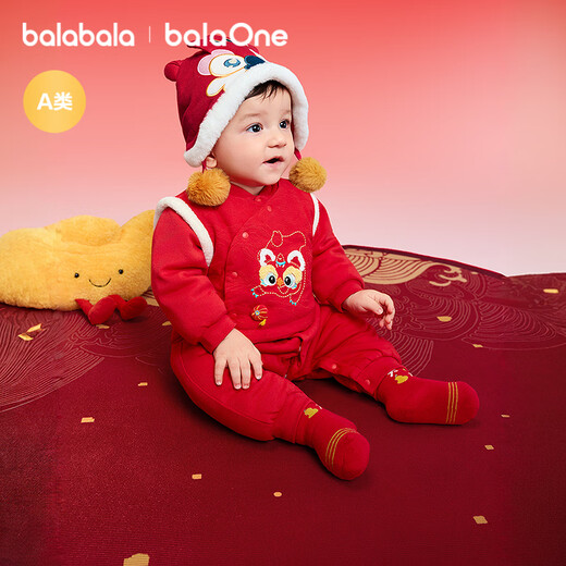 Balabala children's clothing baby jumpsuit baby New Year's clothing romper suit hayi 2025 new winter clothing bag fart clothing festive and cute