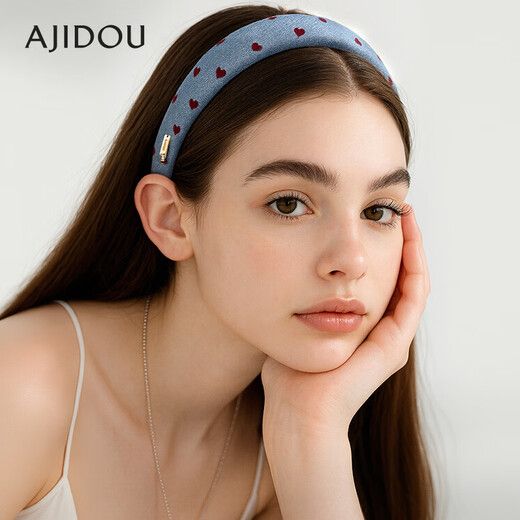 AJIDOU Ajidou hair accessories women's love polka dot fashion headband fabric high skull headband daily versatile light blue 1 piece