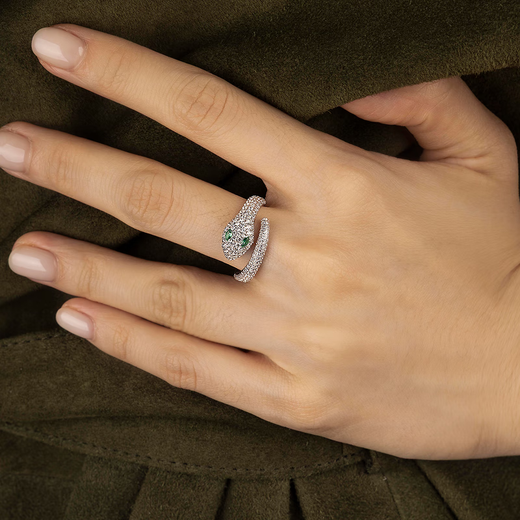 APM Monaco green-eyed snake open ring ring fashion jewelry gift for girlfriend