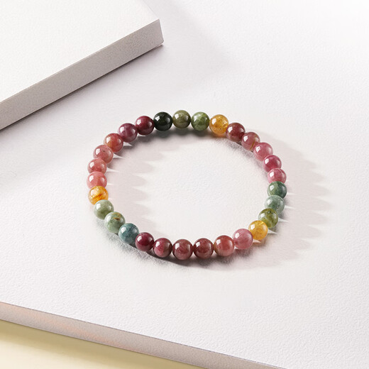 Saturday Blessing Rainbow Tourmaline Bracelet Birthday Gift for Girlfriend Crystal J1916031 Single Layer 17cm