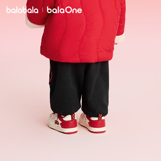Balabala children's velvet trousers for boys and girls spring red New Year's greetings loose leg warmer pants