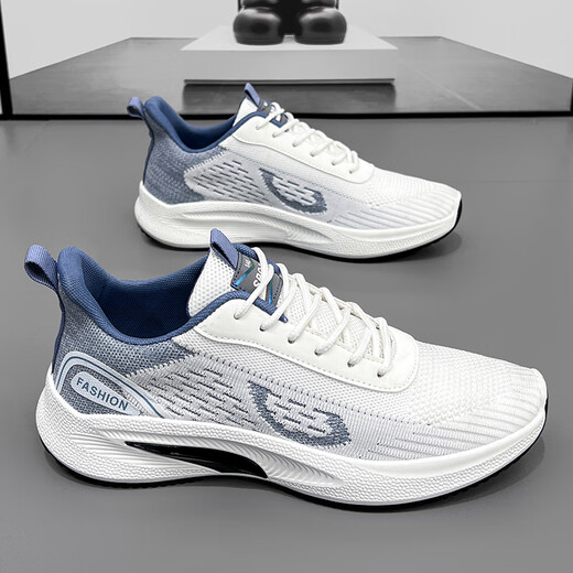 Marke Off-Size-Herrenschuhe Sommer neuer Stil fliegengewebtes Mesh atmungsaktive Sportschuhe für Männer lässig laufende Reiseschuhe für Männer NK-YF9201 weißes Mesh 40