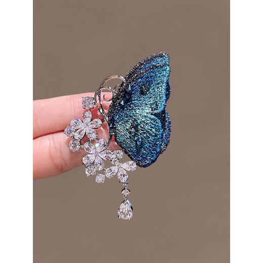 SNQP light luxury crystal flower embroidered butterfly brooch, feminine corsage, creative pin-like accessories gift, crystal flower embroidered butterfly-brooch