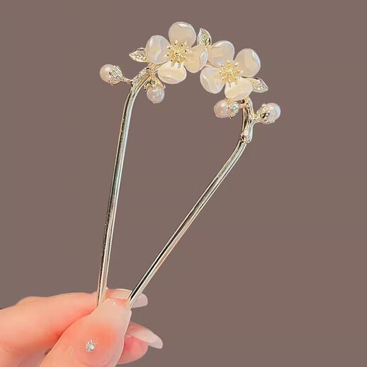 Autumn and winter simple and fresh new Chinese style camellia U-shaped hairpin for women ancient style metal hairpin Hanfu headwear camellia U-shaped