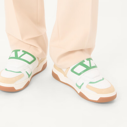 Valentino VALENTINO end-of-season discount gift men's JOIE DE JOUER leather low-top sneakers white/yellow/green 40.5