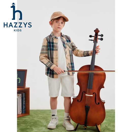 HAZZYS brand boys' shirt autumn new temperament lapel gentleman style long-sleeved top warm khaki regular 155