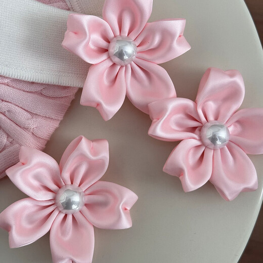 Su Chun Korean gentle girlish atmosphere pink satin cherry hair clip headdress temperament high-end versatile edge clip pink-flower hair clip brooch 0 pieces
