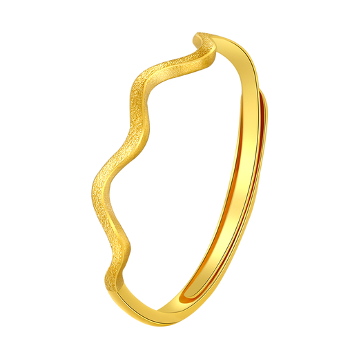Gold Supreme (3DG Jewelery) gold ring for women, frosted water ripple, live mouth, 999 pure gold for girlfriend and wife birthday gift price, gold weight 1.02 grams (with jewelry gift box)