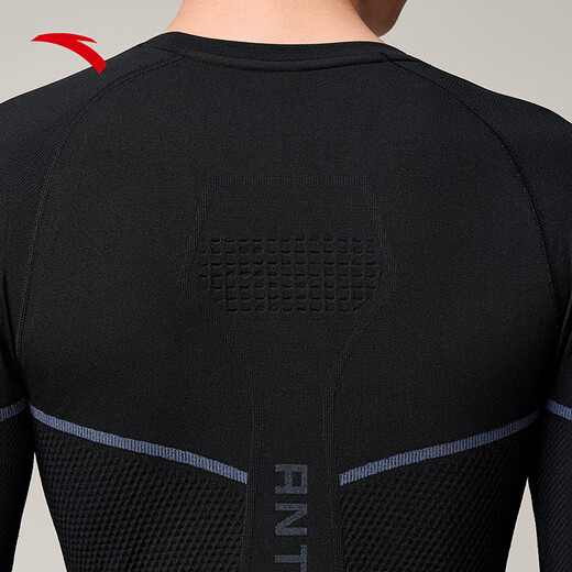 ANTA Ski Quick-Drying Sports Suit 25 Years Winter Outdoor Tight Thermal Underwear Training Basement Shirt Basic Black/Light Blue-2 2XL (Male 185)