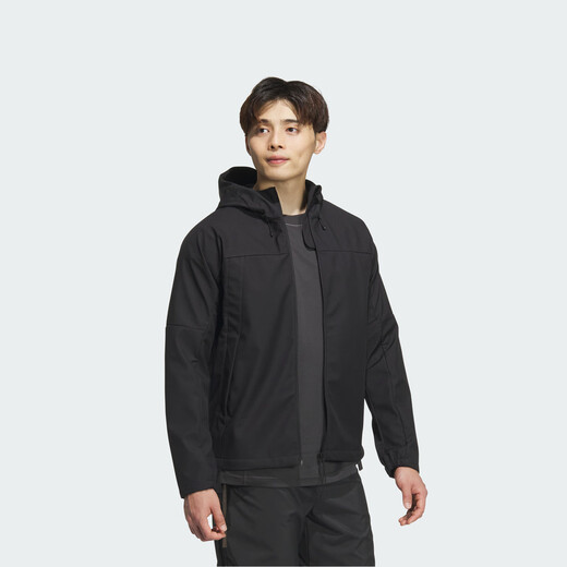 Adidas water-repellent and splash-proof casual simple comfortable hooded jacket jacket for men and women Adidas official light sports black M