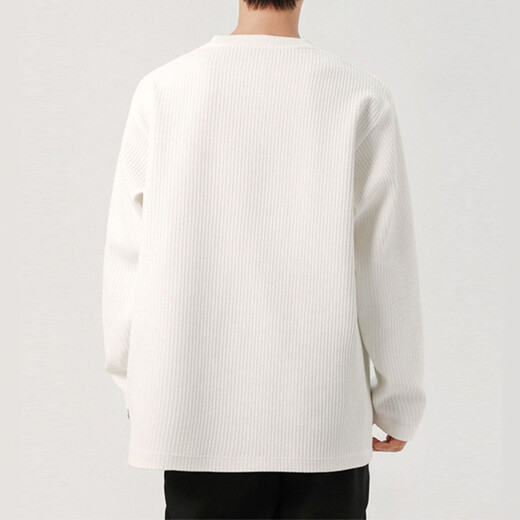 SWAMP AREA Henry collar long-sleeved men's spring and autumn waffle t-shirt men's casual long-sleeved top SWT614 white 2XL