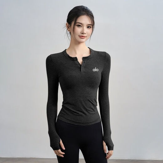 ALO YOGA yoga wear long-sleeved women's new slim sports top Pilates fitness training suit sun protection white S recommended 80-100Jin Jin equals 0.5 kg