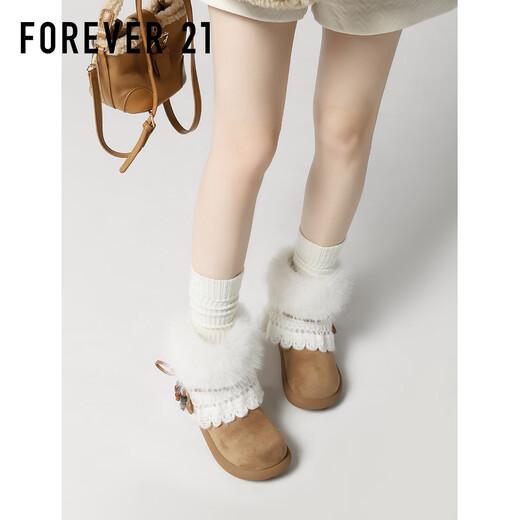 FOREVER21 Bohemian Snow Boots Women's 2025 Winter New Plush Thickened Outdoor Versatile Warm and Anti-Slip Casual Cotton Shoes