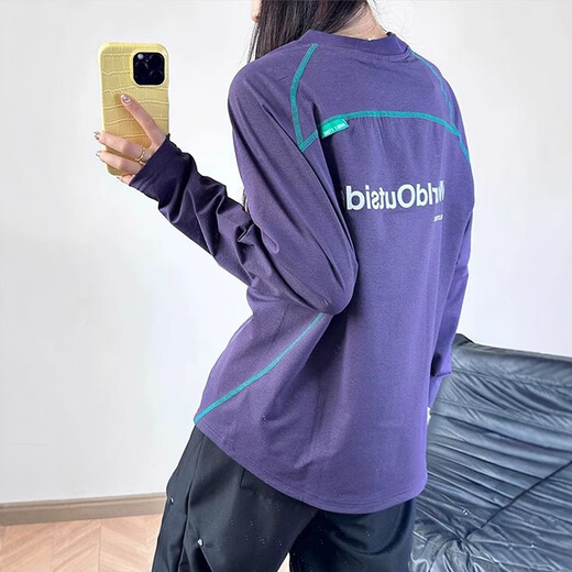 Purple American quick-drying clothing for men and women in autumn new sun protection long-sleeved T-shirt badminton clothing outdoor sports cycling clothing black L