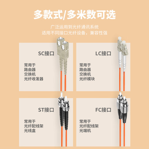 Xianglaixin Carrier-grade OM1 Gigabit multi-mode single-core ST-ST optical fiber jumper 3.0 computer room link pigtail jumper orange 1 meter XLX-MC064