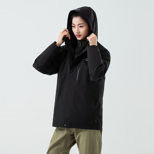 Flying in the Snow 2025 New Three-in-One Goose Down Jacket for Men and Women Couples Outdoor Mountain Waterproof and Windproof Warm Jacket Black|8056 XL/180/96A