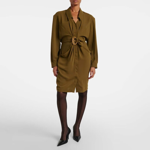 Mugler re/edit Cow-boys crepe twill shirt dress P01104881 Green L CN 175/96