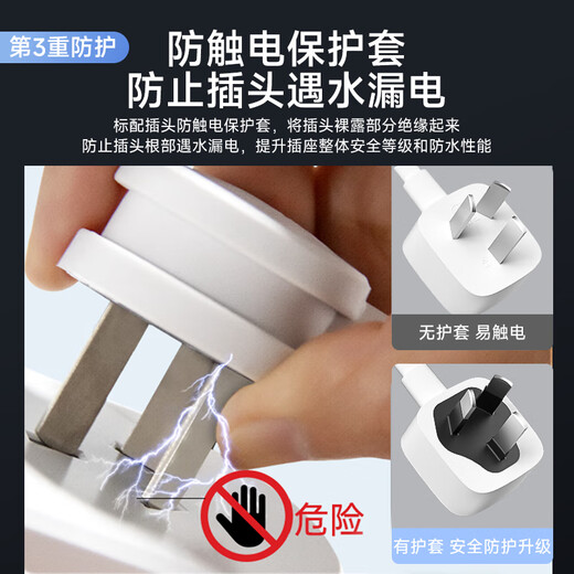 BLAUPUNKT wasserdichte Steckdosenleiste/Steckdose, neue nationale Norm, Fünf-Loch-Sicherheits-Steckdosenleiste, Badezimmer, Toilette, stoßfest, 1,8 m lange Steckdosenleiste und Schleppleiste