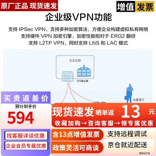 Huasan Gigabit Dual Band WiFi6 High-speed Multi-WAN Port Wired/Wireless Enterprise-Level Router ERG3-1800W Wireless Router 1800M
